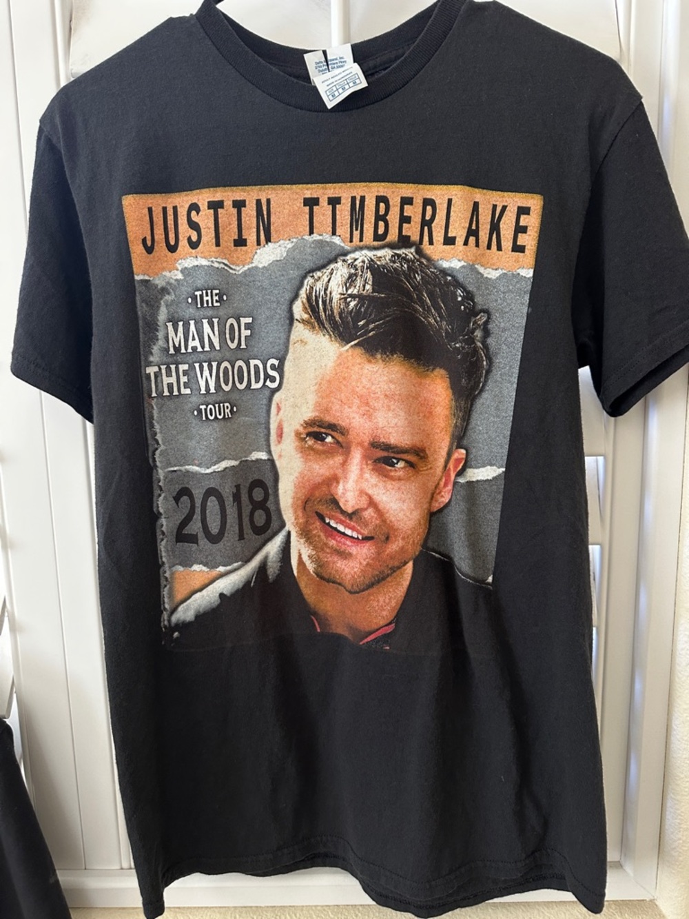 Vintage 2018 Delta Black Justin Timberlake Tour Graphic Tee with Orange Accent